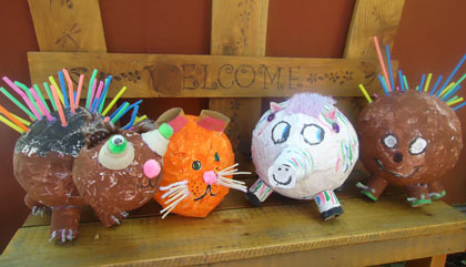 Campers had fun creating paper mach� porcupines, pigs, cats 
